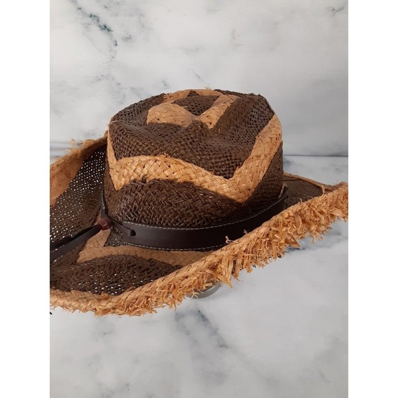 MAVERICK Distressed Straw Western Cowboy Hat One Size 7"X 8" inside measurements - Picture 7 of 11